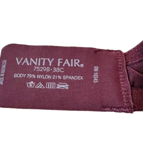 Vanity Fair Burgundy Bra with Underwire - 38C - Picture 3 of 4